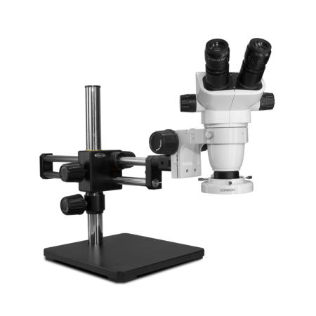 SCIENSCOPE SSZ Stereo Zoom Microscope With Compact LED Light On Dual Arm Stand SZ-PK5D-E1